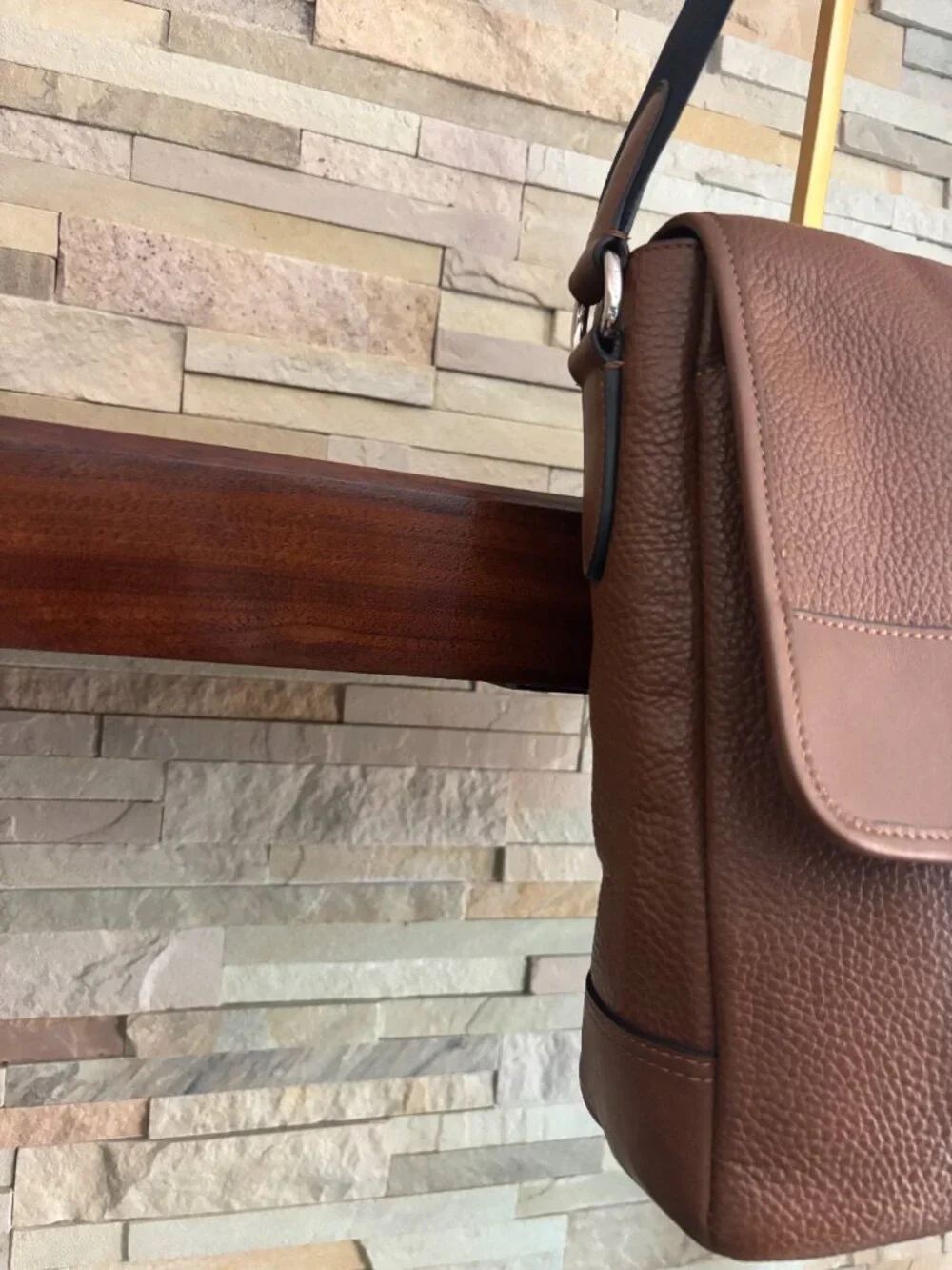COACH Henry Messenger Bag Pebble Leather Dark Saddle Brown Laptop Crossbody Mint